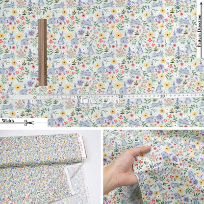 cotton - bunny floral fabric green - FO:REST Fabric 布恩堂Liberty fabric#tana lawn#japanese fabric#ykk zipper#