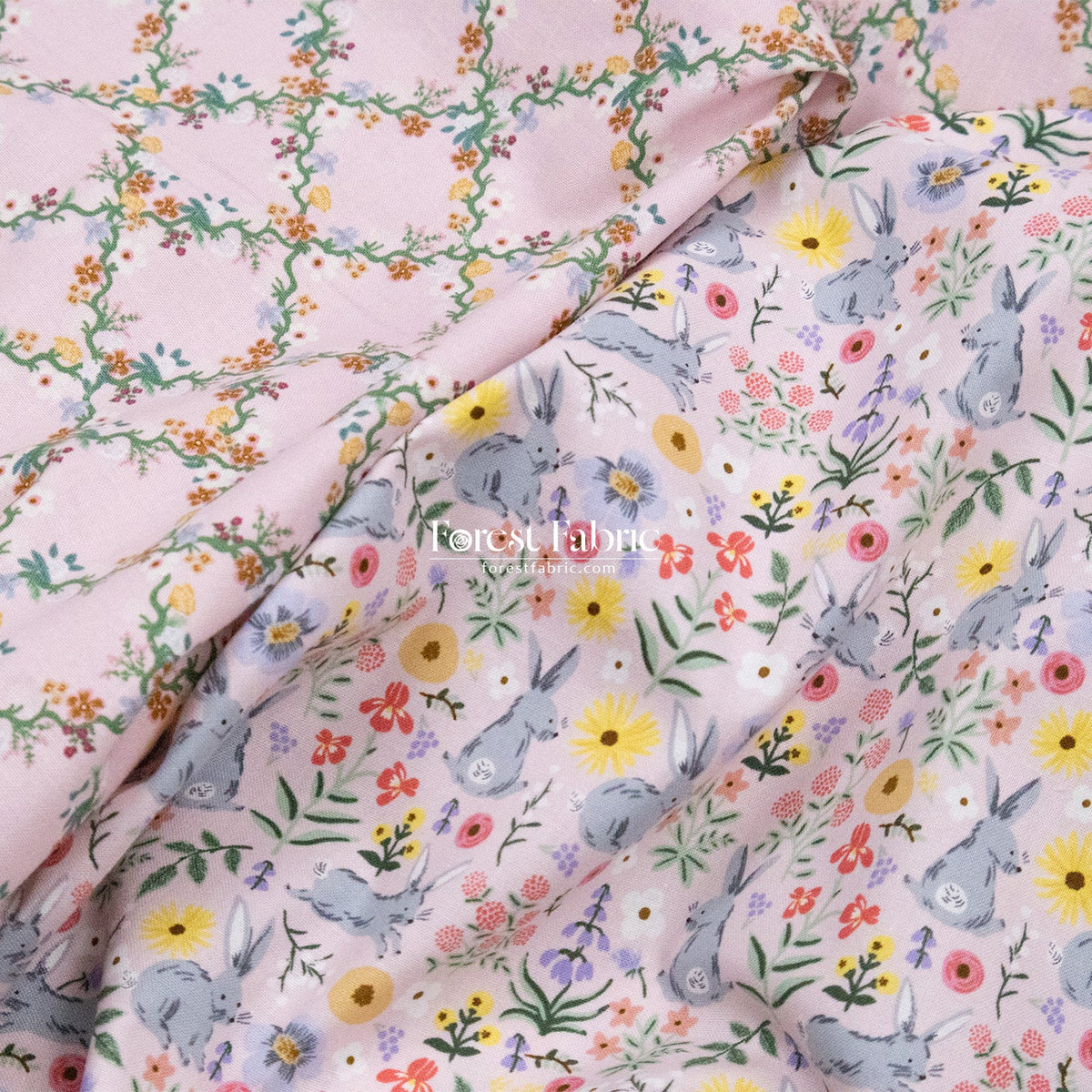 cotton - bunny floral fabric pink - FO:REST Fabric 布恩堂Liberty fabric#tana lawn#japanese fabric#ykk zipper#
