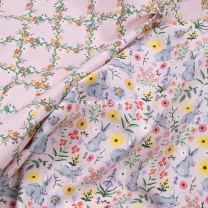 cotton - bunny floral fabric pink - FO:REST Fabric 布恩堂Liberty fabric#tana lawn#japanese fabric#ykk zipper#