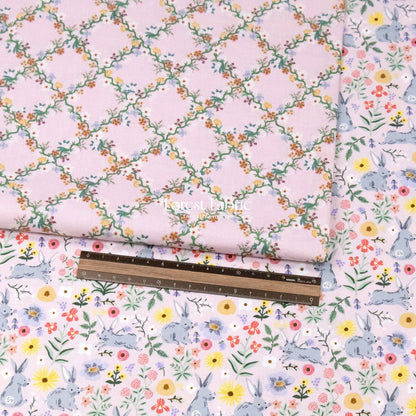 cotton - bunny floral fabric pink - FO:REST Fabric 布恩堂Liberty fabric#tana lawn#japanese fabric#ykk zipper#