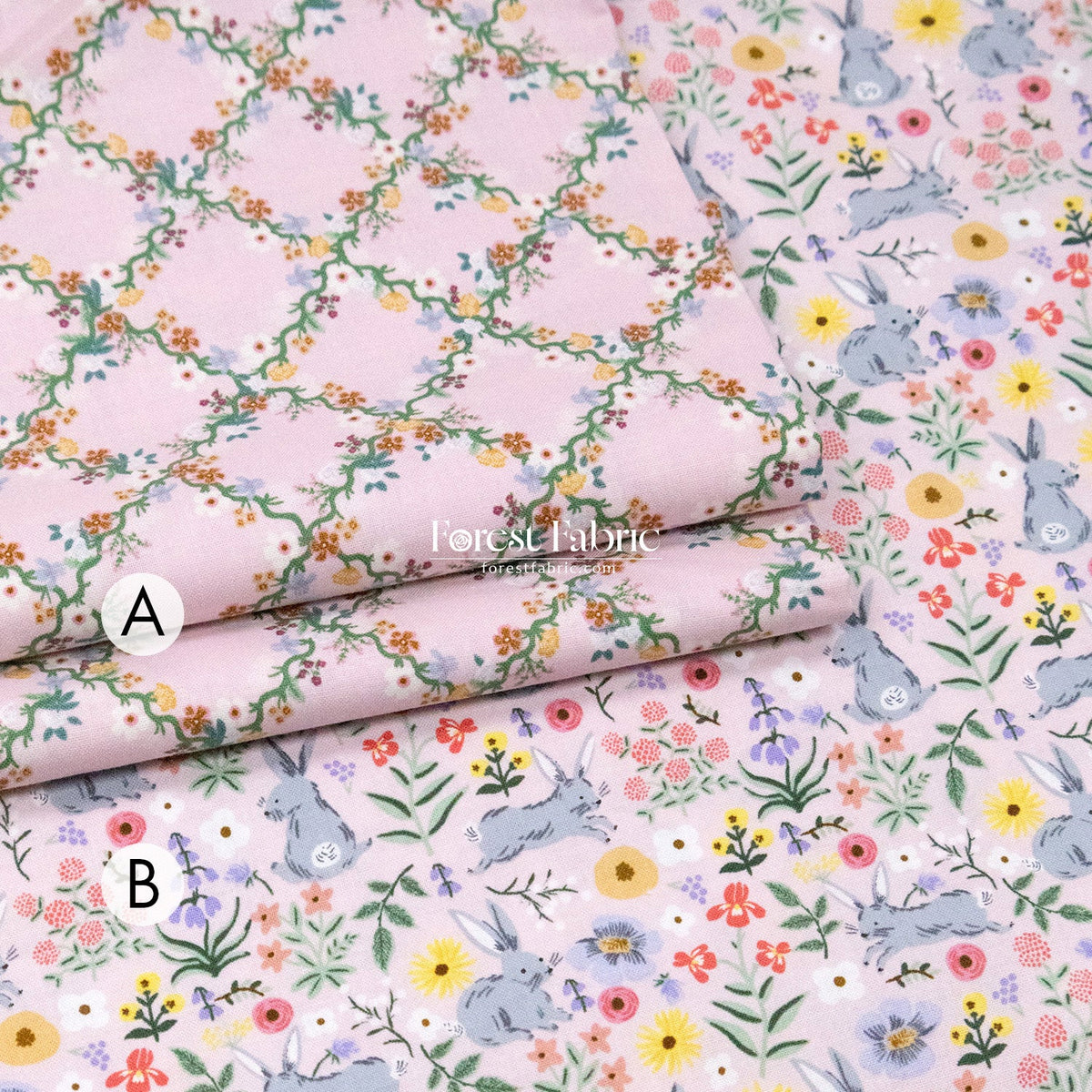 cotton - bunny floral fabric pink - FO:REST Fabric 布恩堂Liberty fabric#tana lawn#japanese fabric#ykk zipper#
