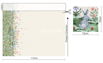cotton - bunny floral fabric (Single Border) - FO:REST Fabric 布恩堂Liberty fabric#tana lawn#japanese fabric#ykk zipper#