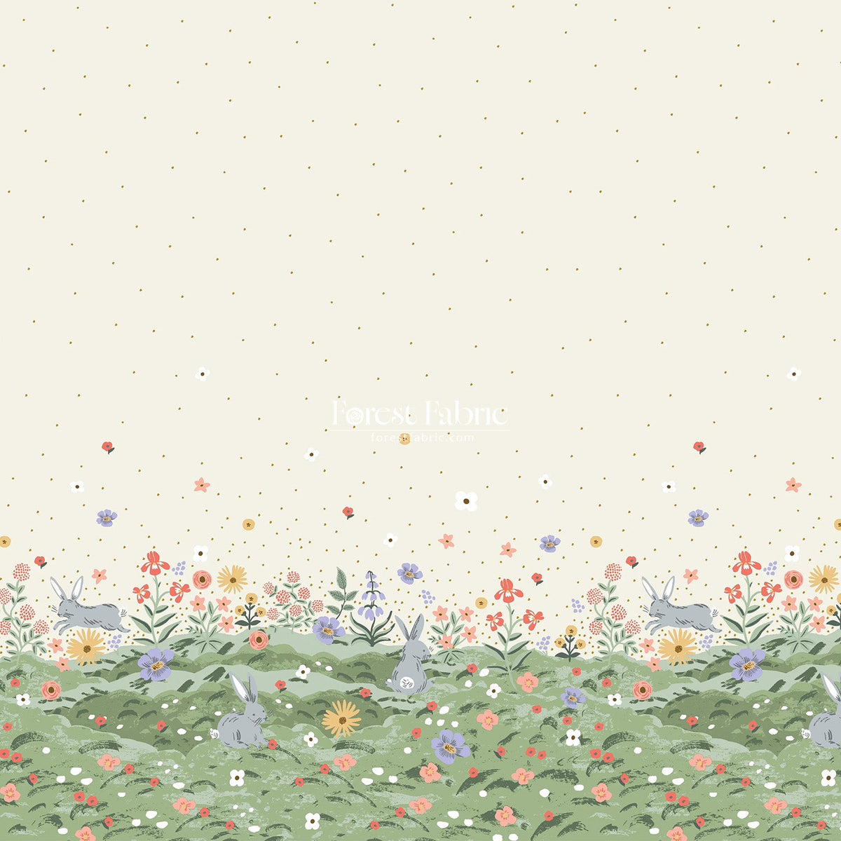 cotton - bunny floral fabric (Single Border) - FO:REST Fabric 布恩堂Liberty fabric#tana lawn#japanese fabric#ykk zipper#