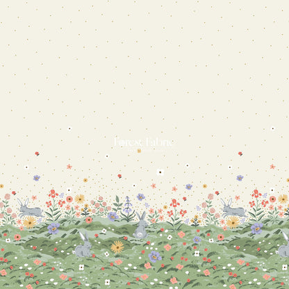 cotton - bunny floral fabric (Single Border) - FO:REST Fabric 布恩堂Liberty fabric#tana lawn#japanese fabric#ykk zipper#