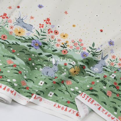 cotton - bunny floral fabric (Single Border) - FO:REST Fabric 布恩堂Liberty fabric#tana lawn#japanese fabric#ykk zipper#