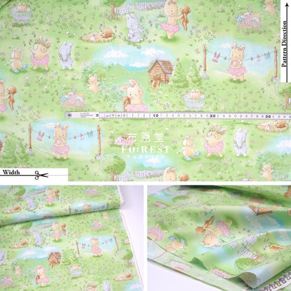 cotton - Bunny In the Meadow fabric - FO:REST Fabric 布恩堂Liberty fabrictana lawnjapanese fabricykk zipper