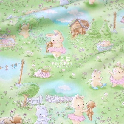 cotton - Bunny In the Meadow fabric - FO:REST Fabric 布恩堂Liberty fabrictana lawnjapanese fabricykk zipper