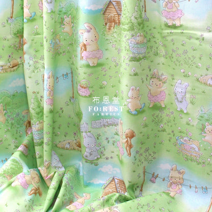 cotton - Bunny In the Meadow fabric - FO:REST Fabric 布恩堂Liberty fabrictana lawnjapanese fabricykk zipper