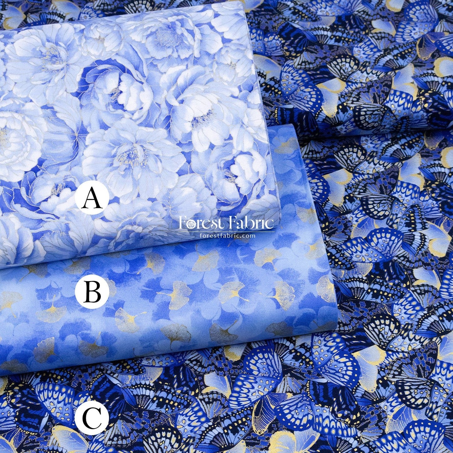 cotton - Butterfly Blue Collection fabric - FO:REST Fabric 布恩堂Liberty fabrictana lawnjapanese fabricykk zipper