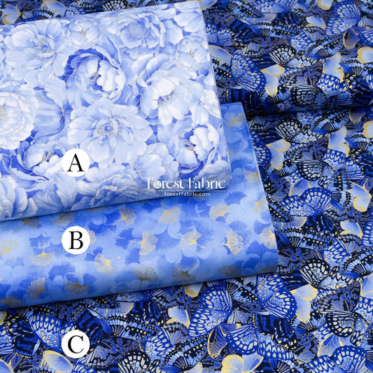 cotton - Butterfly Blue Collection fabric - FO:REST Fabric 布恩堂Liberty fabrictana lawnjapanese fabricykk zipper