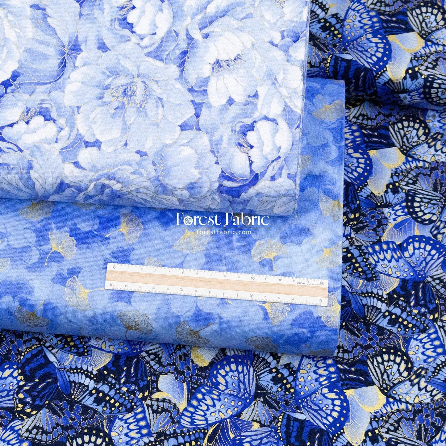 cotton - Butterfly Blue Collection fabric - FO:REST Fabric 布恩堂Liberty fabrictana lawnjapanese fabricykk zipper