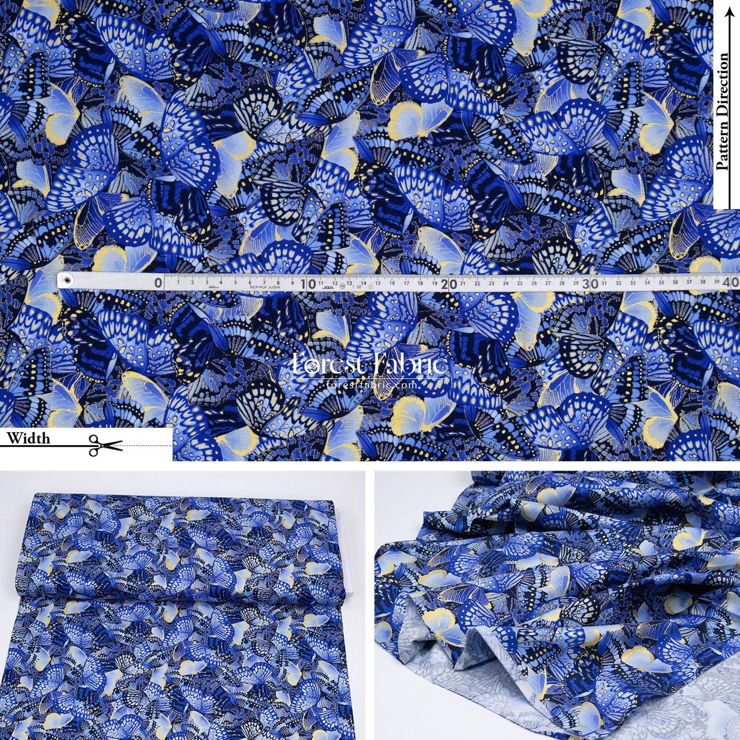 cotton - Butterfly Blue Collection fabric - FO:REST Fabric 布恩堂Liberty fabrictana lawnjapanese fabricykk zipper