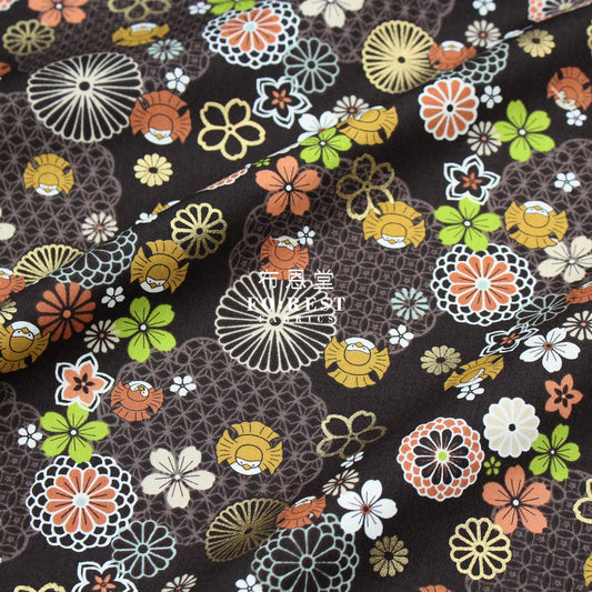Cotton - Calf Sparrow Japanese Style Fabric Brown
