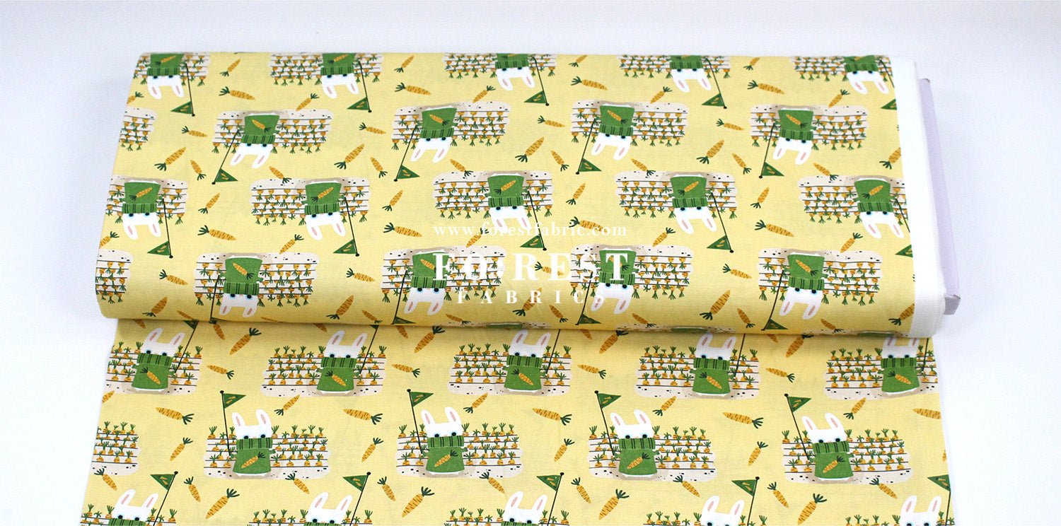 cotton - Carrot and Rabbit Game fabric - FO:REST Fabric 布恩堂Liberty fabrictana lawnjapanese fabricykk zipper