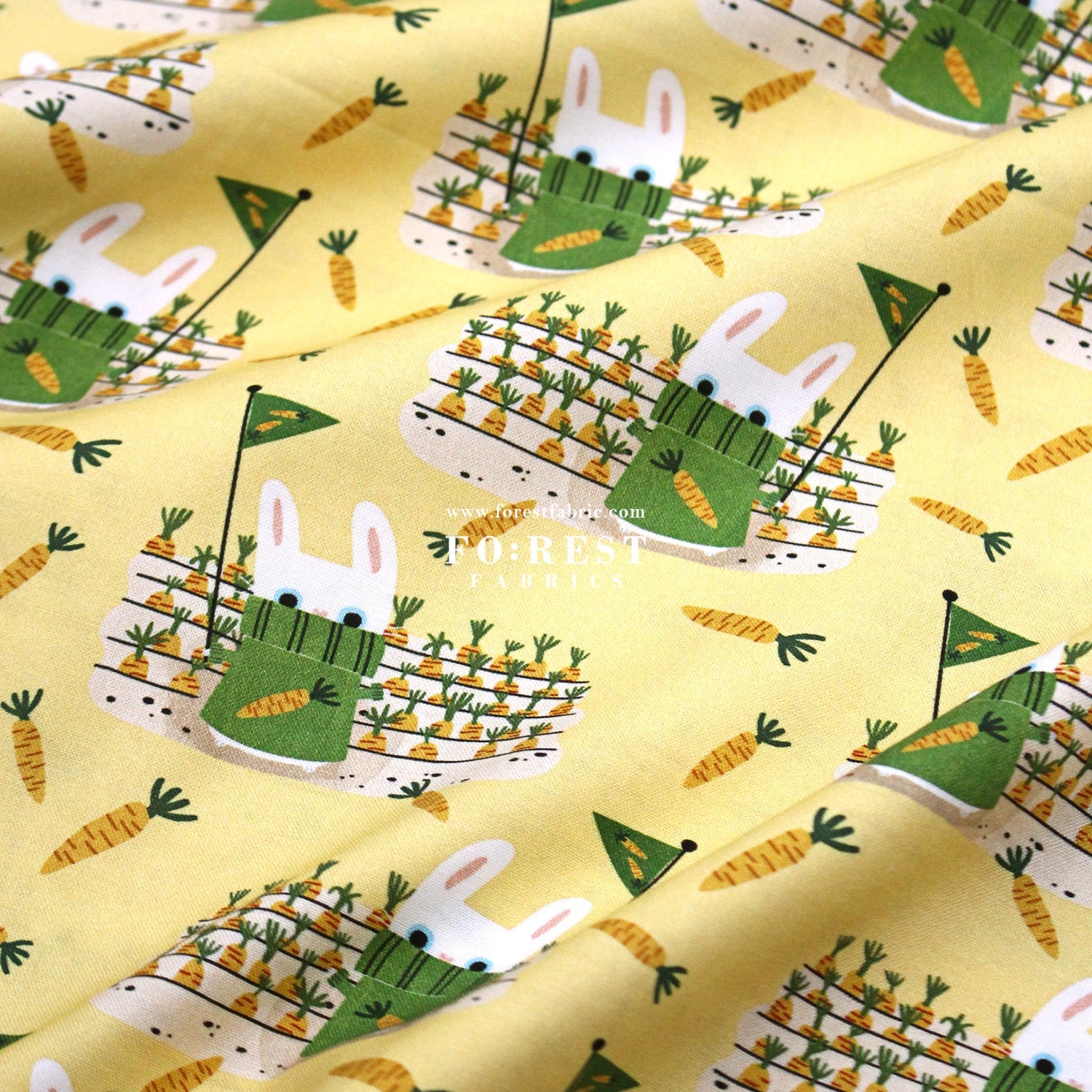 cotton - Carrot and Rabbit Game fabric - FO:REST Fabric 布恩堂Liberty fabrictana lawnjapanese fabricykk zipper