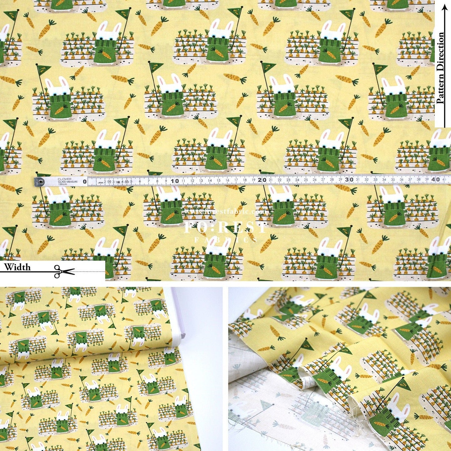 cotton - Carrot and Rabbit Game fabric - FO:REST Fabric 布恩堂Liberty fabrictana lawnjapanese fabricykk zipper