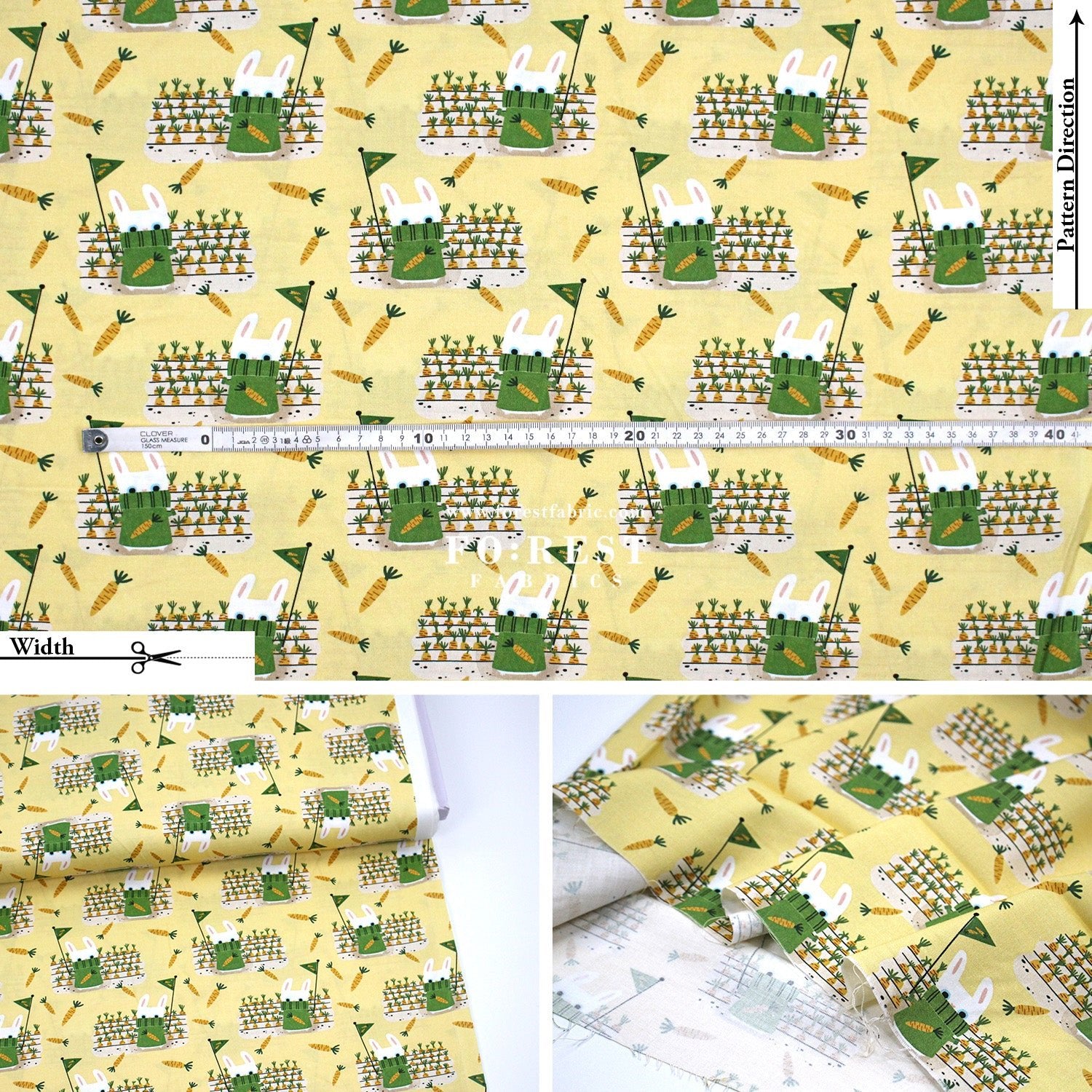 cotton - Carrot and Rabbit Game fabric - FO:REST Fabric 布恩堂Liberty fabrictana lawnjapanese fabricykk zipper