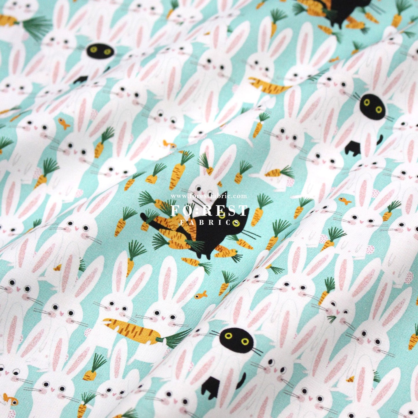 cotton - Cat and Rabbit fabric - FO:REST Fabric 布恩堂Liberty fabrictana lawnjapanese fabricykk zipper