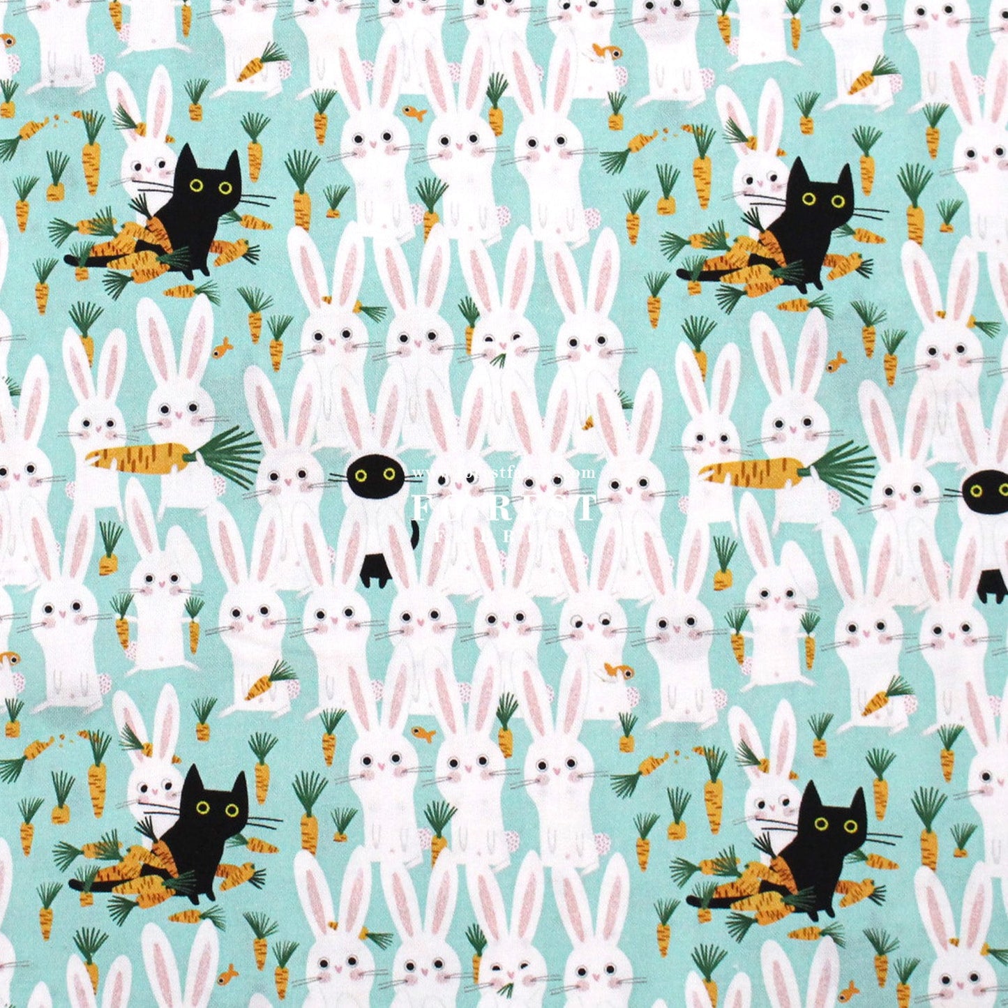 cotton - Cat and Rabbit fabric - FO:REST Fabric 布恩堂Liberty fabrictana lawnjapanese fabricykk zipper