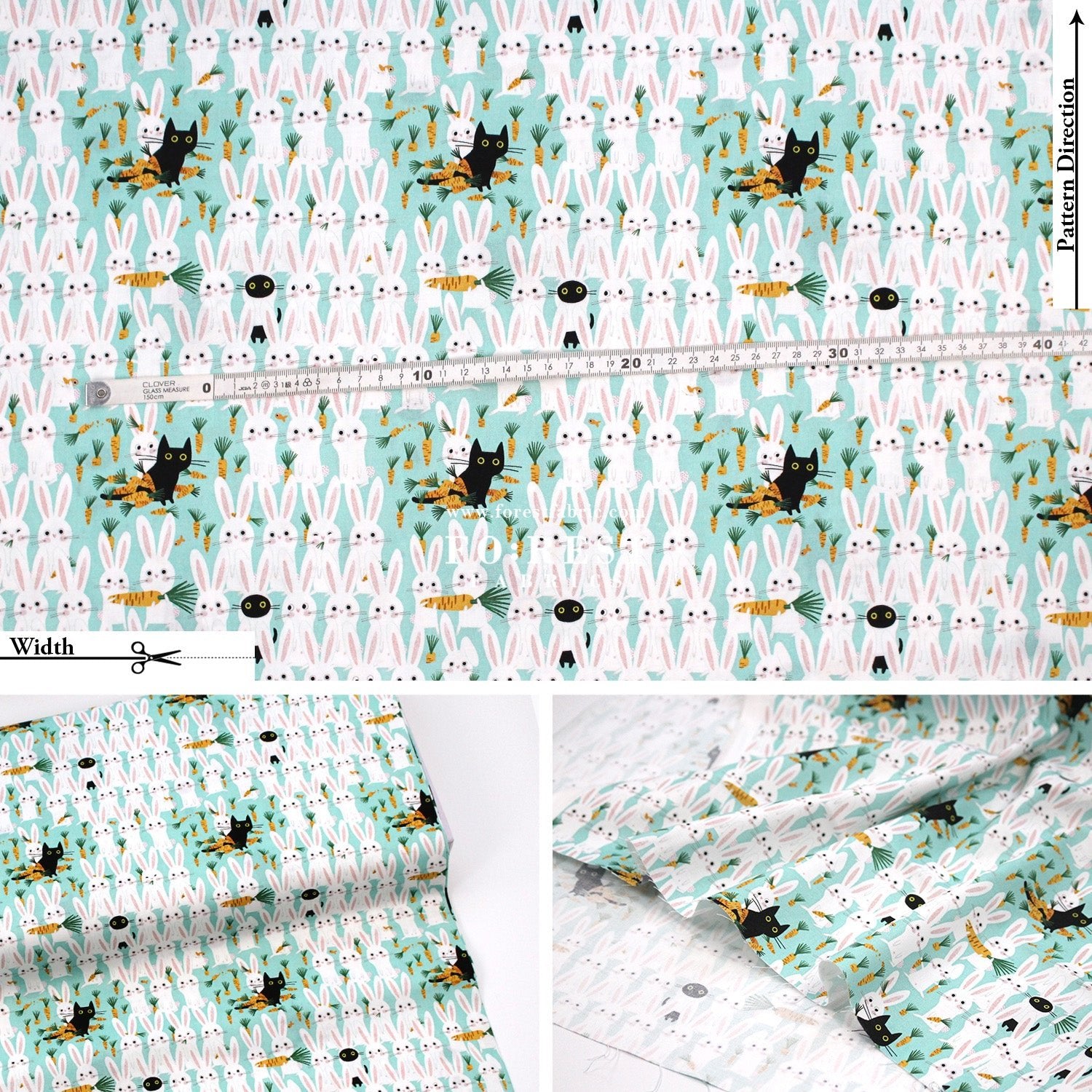 cotton - Cat and Rabbit fabric - FO:REST Fabric 布恩堂Liberty fabrictana lawnjapanese fabricykk zipper