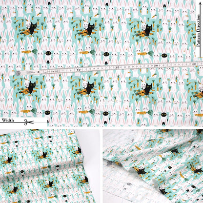 cotton - Cat and Rabbit fabric - FO:REST Fabric 布恩堂Liberty fabrictana lawnjapanese fabricykk zipper