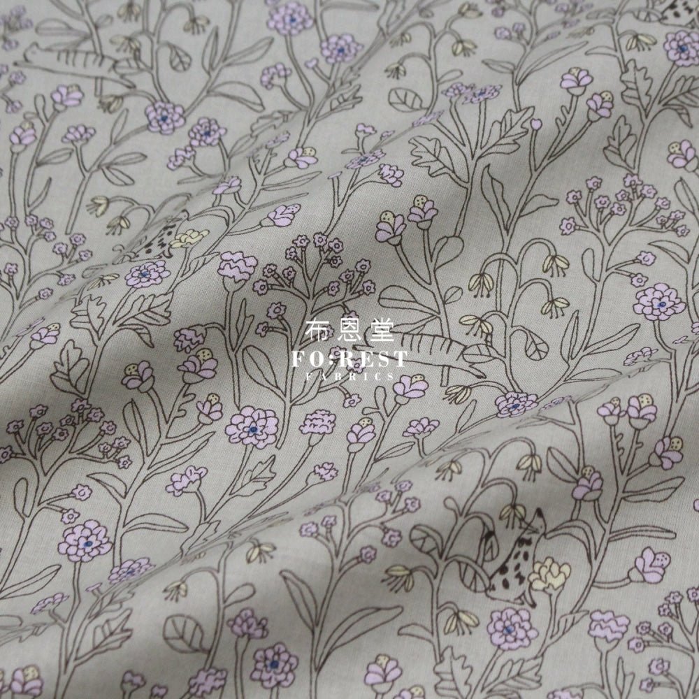 cotton - Cats hide and seek gray - FO:REST Fabric 布恩堂Liberty fabrictana lawnjapanese fabricykk zipper