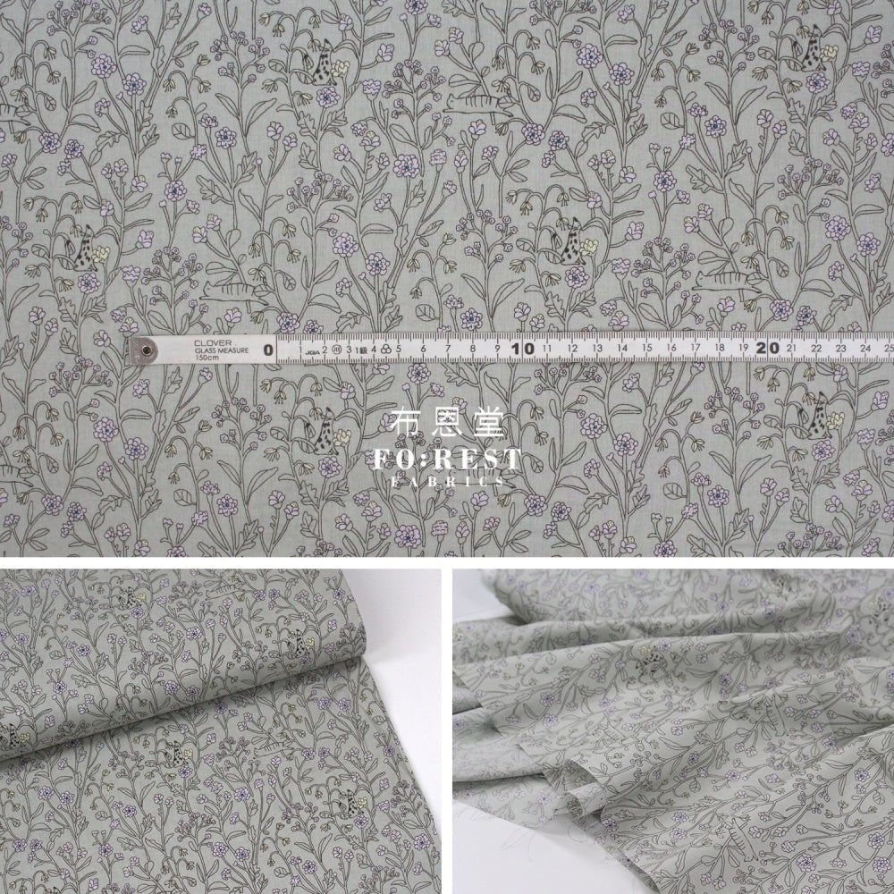 cotton - Cats hide and seek gray - FO:REST Fabric 布恩堂Liberty fabrictana lawnjapanese fabricykk zipper