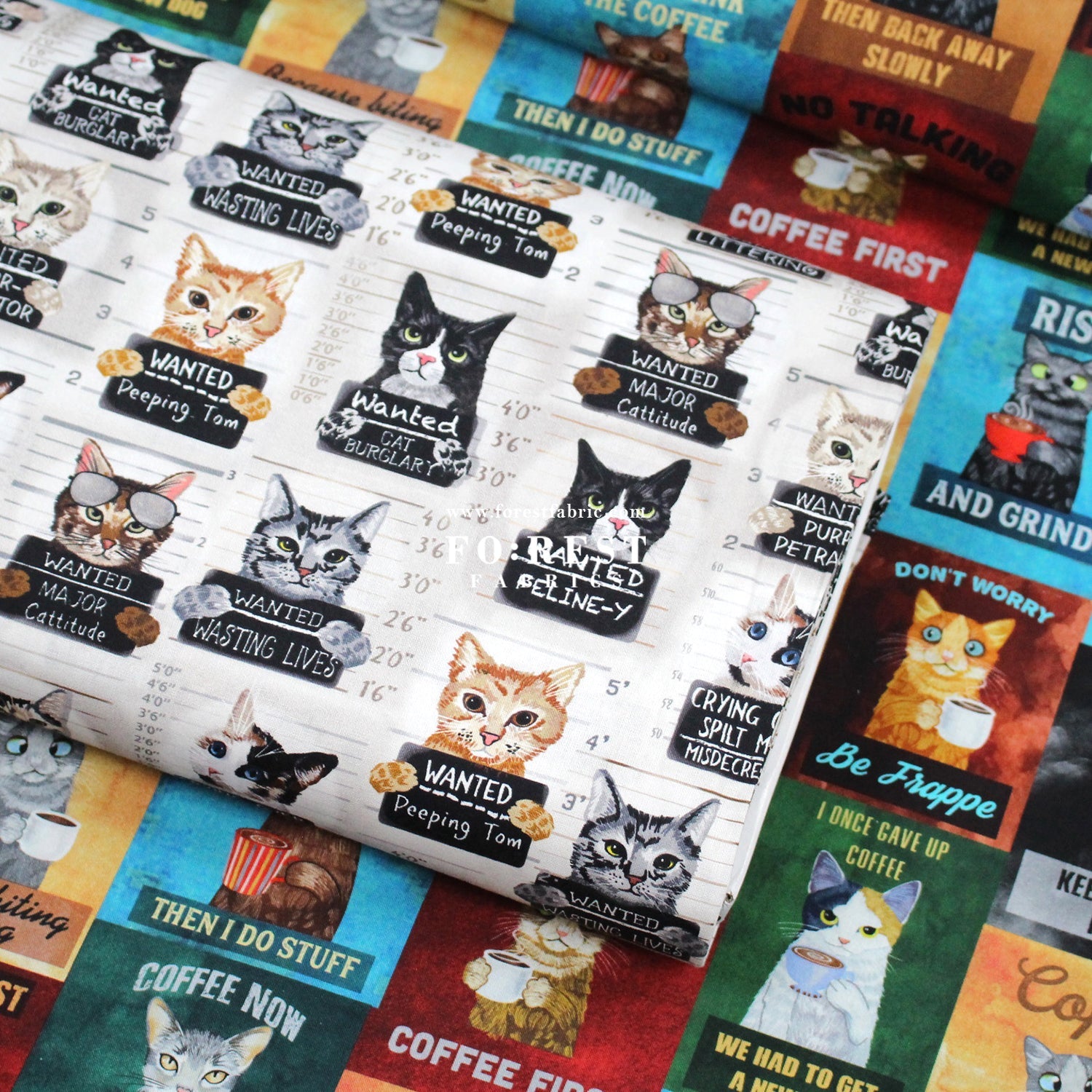 cotton - Cats Mugshots fabric - FO:REST Fabric 布恩堂Liberty fabrictana lawnjapanese fabricykk zipper