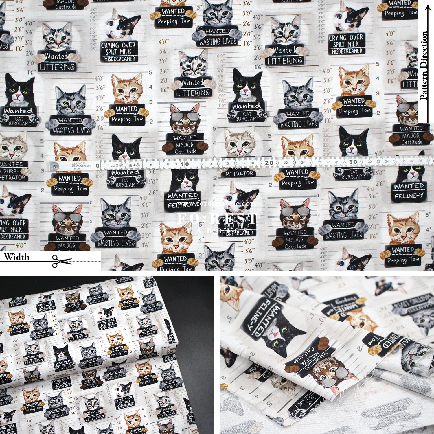 cotton - Cats Mugshots fabric - FO:REST Fabric 布恩堂Liberty fabrictana lawnjapanese fabricykk zipper