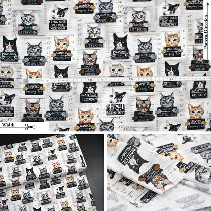 cotton - Cats Mugshots fabric - FO:REST Fabric 布恩堂Liberty fabrictana lawnjapanese fabricykk zipper