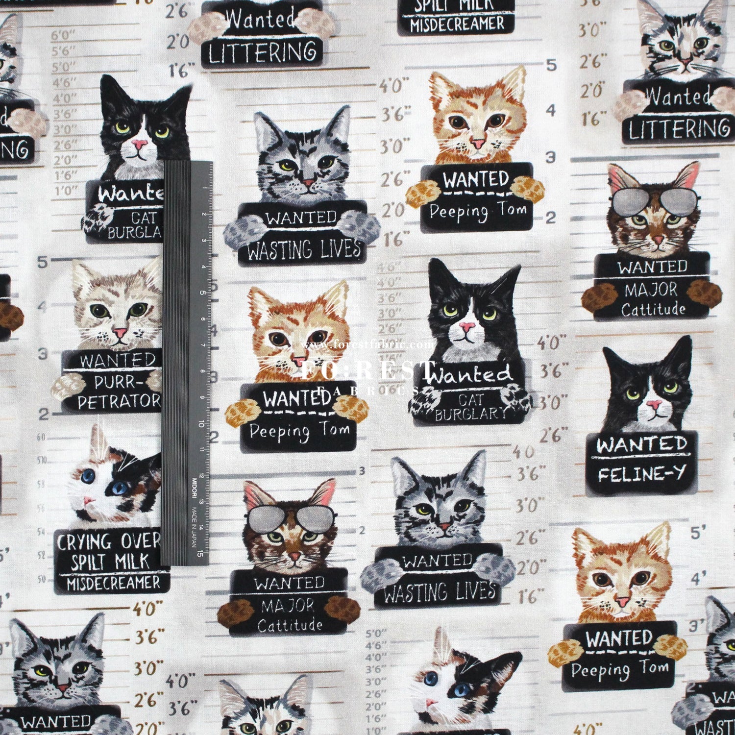 cotton - Cats Mugshots fabric - FO:REST Fabric 布恩堂Liberty fabrictana lawnjapanese fabricykk zipper