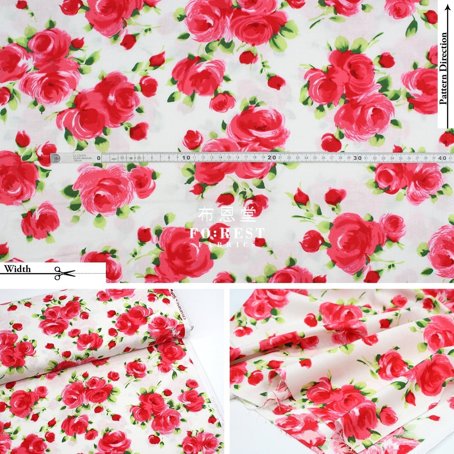 cotton - Charming Rose fabric - FO:REST Fabric 布恩堂Liberty fabrictana lawnjapanese fabricykk zipper