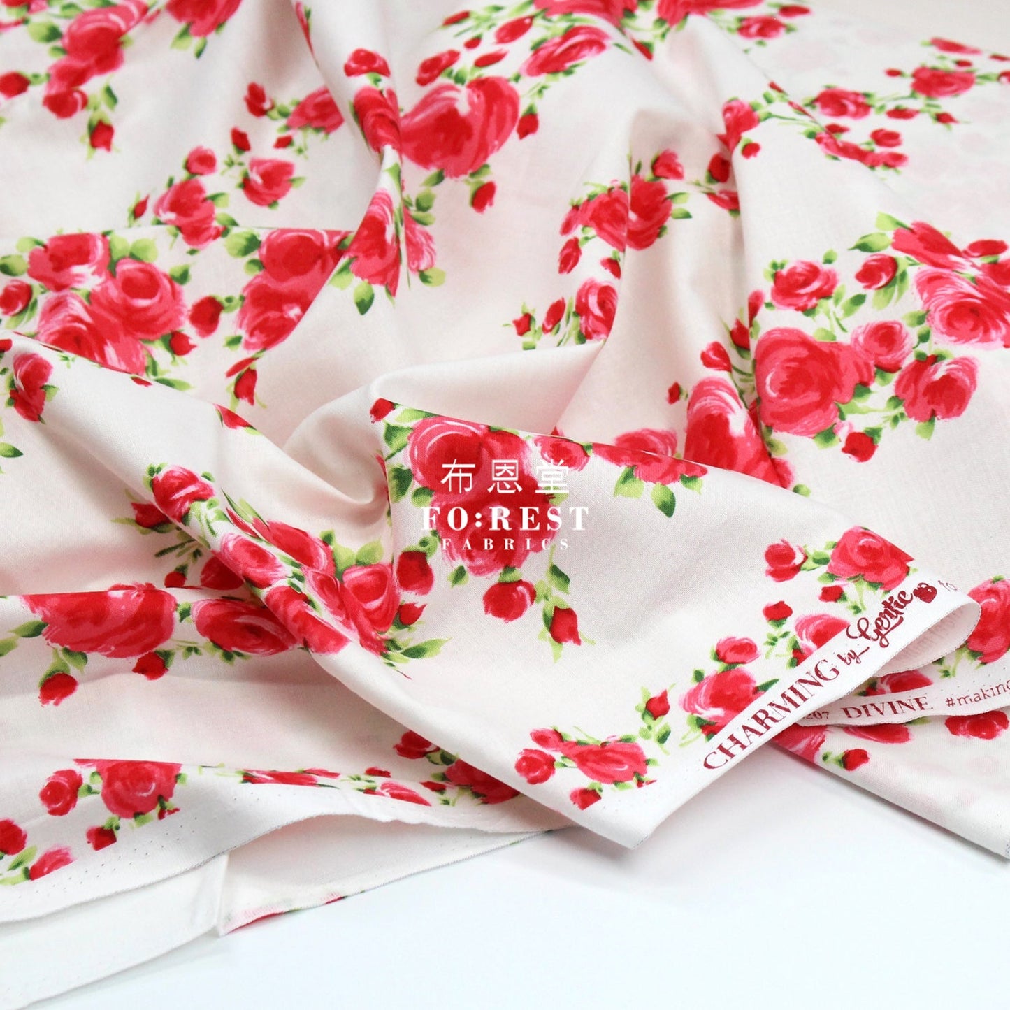 cotton - Charming Rose strip fabric - FO:REST Fabric 布恩堂Liberty fabrictana lawnjapanese fabricykk zipper