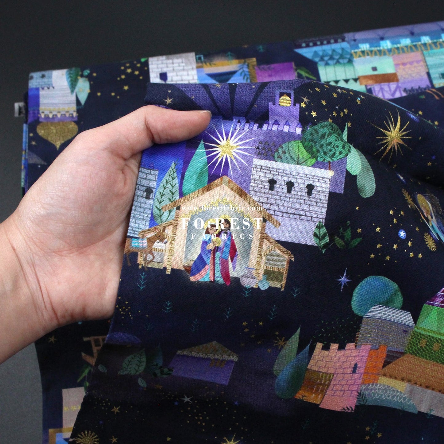 cotton - Christmas Holy Night Metallic fabric - FO:REST Fabric 布恩堂Liberty fabrictana lawnjapanese fabricykk zipper