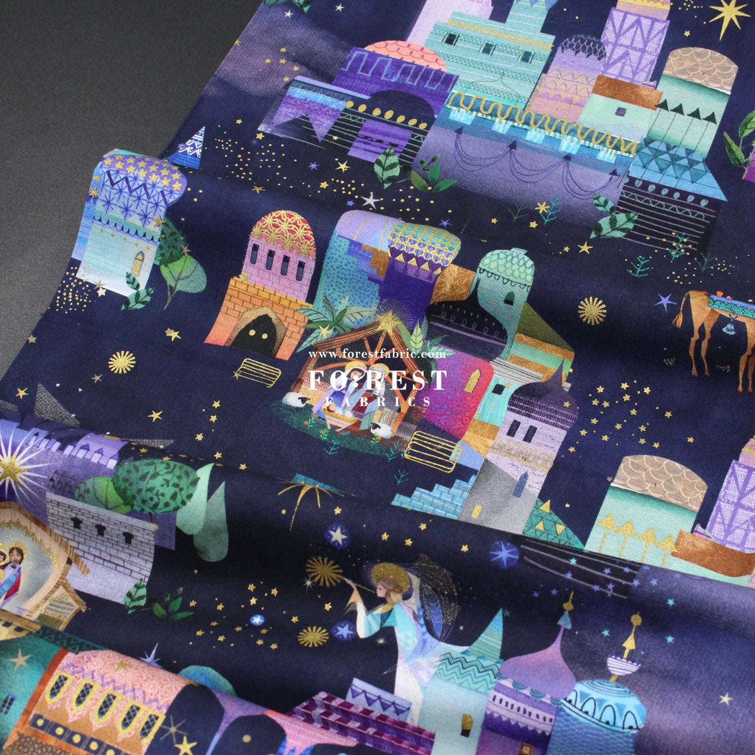cotton - Christmas Holy Night Metallic fabric - FO:REST Fabric 布恩堂Liberty fabrictana lawnjapanese fabricykk zipper