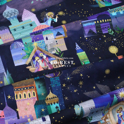 cotton - Christmas Holy Night Metallic fabric - FO:REST Fabric 布恩堂Liberty fabrictana lawnjapanese fabricykk zipper