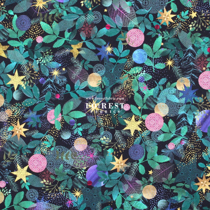 cotton - Christmas Leaf Metallic fabric - FO:REST Fabric 布恩堂Liberty fabrictana lawnjapanese fabricykk zipper