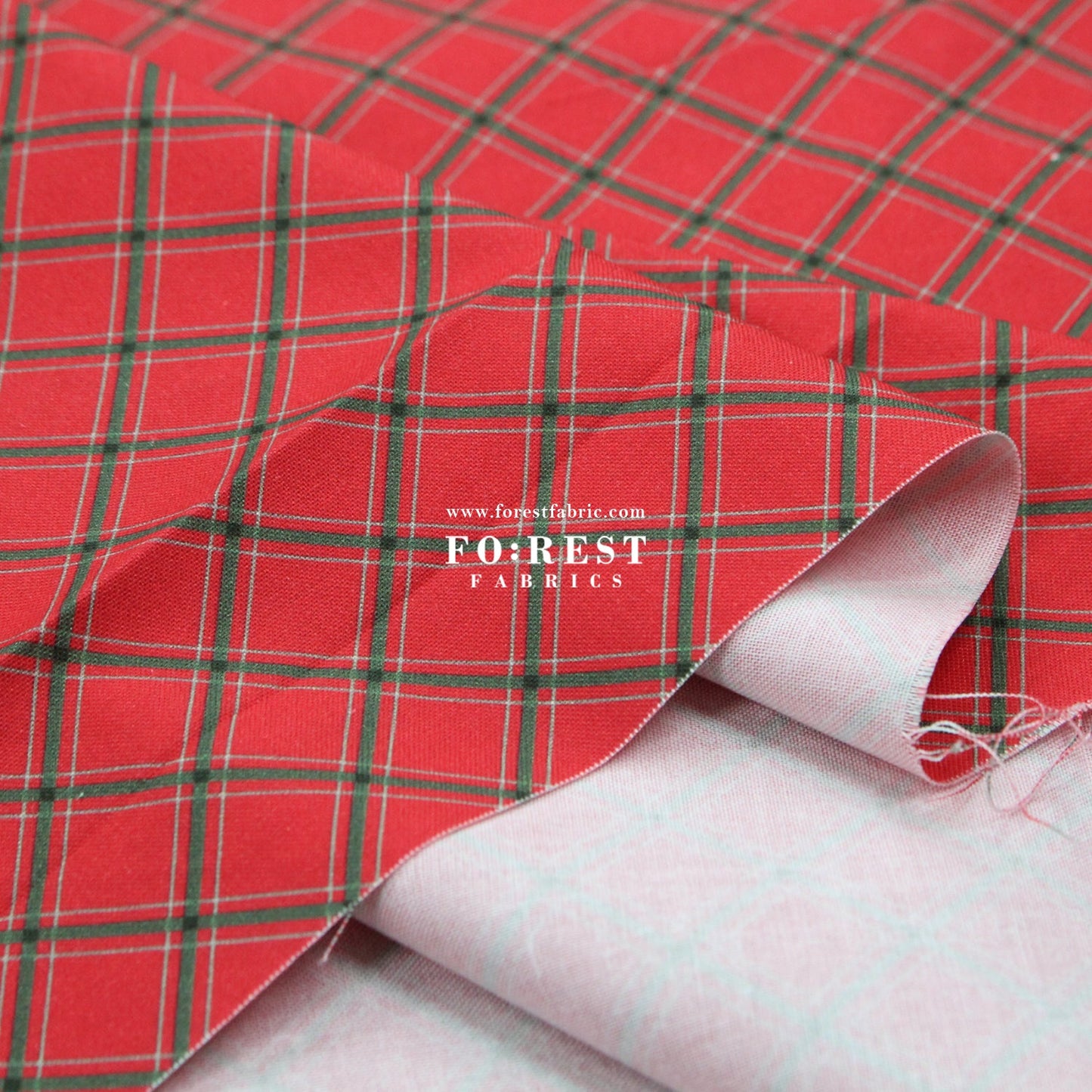 cotton - Christmas Plaid fabric Red - FO:REST Fabric 布恩堂Liberty fabrictana lawnjapanese fabricykk zipper