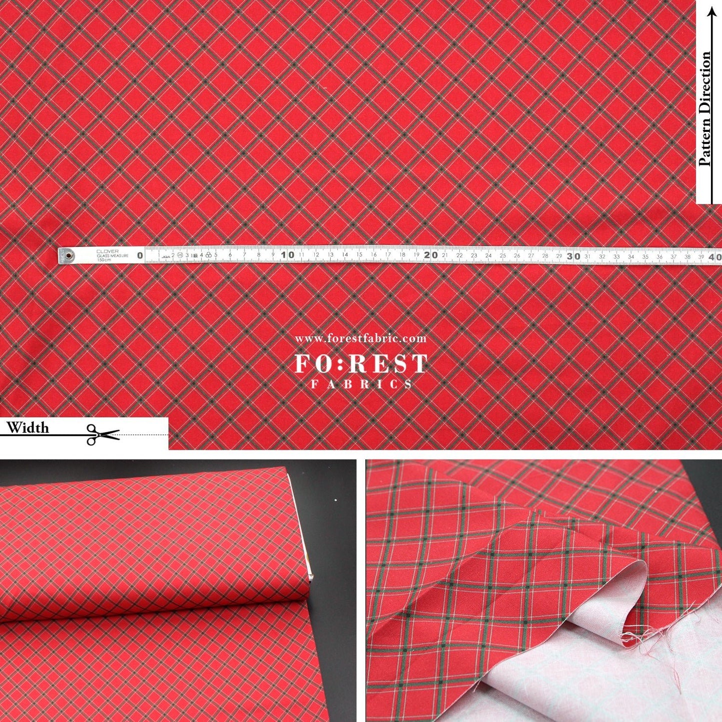 cotton - Christmas Plaid fabric Red - FO:REST Fabric 布恩堂Liberty fabrictana lawnjapanese fabricykk zipper