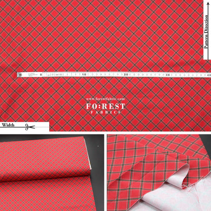 cotton - Christmas Plaid fabric Red - FO:REST Fabric 布恩堂Liberty fabrictana lawnjapanese fabricykk zipper