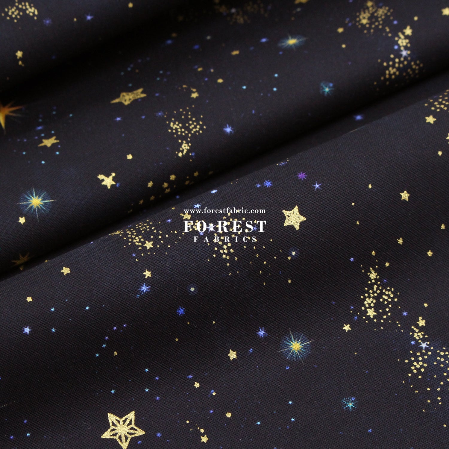 cotton - Christmas Star Metallic fabric Black - FO:REST Fabric 布恩堂Liberty fabrictana lawnjapanese fabricykk zipper