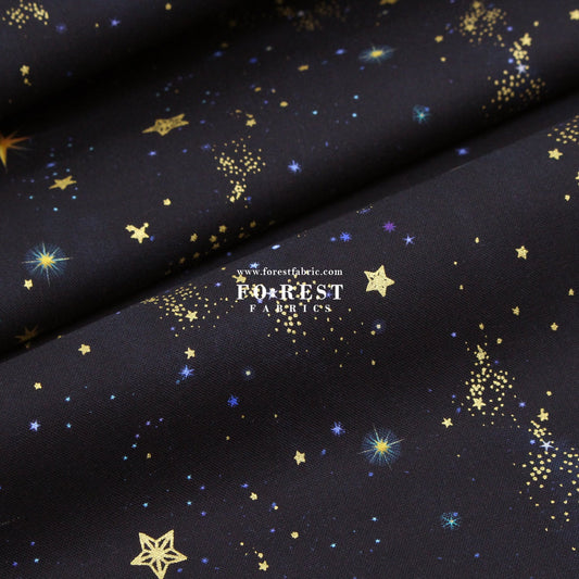 cotton - Christmas Star Metallic fabric Black - FO:REST Fabric 布恩堂Liberty fabrictana lawnjapanese fabricykk zipper