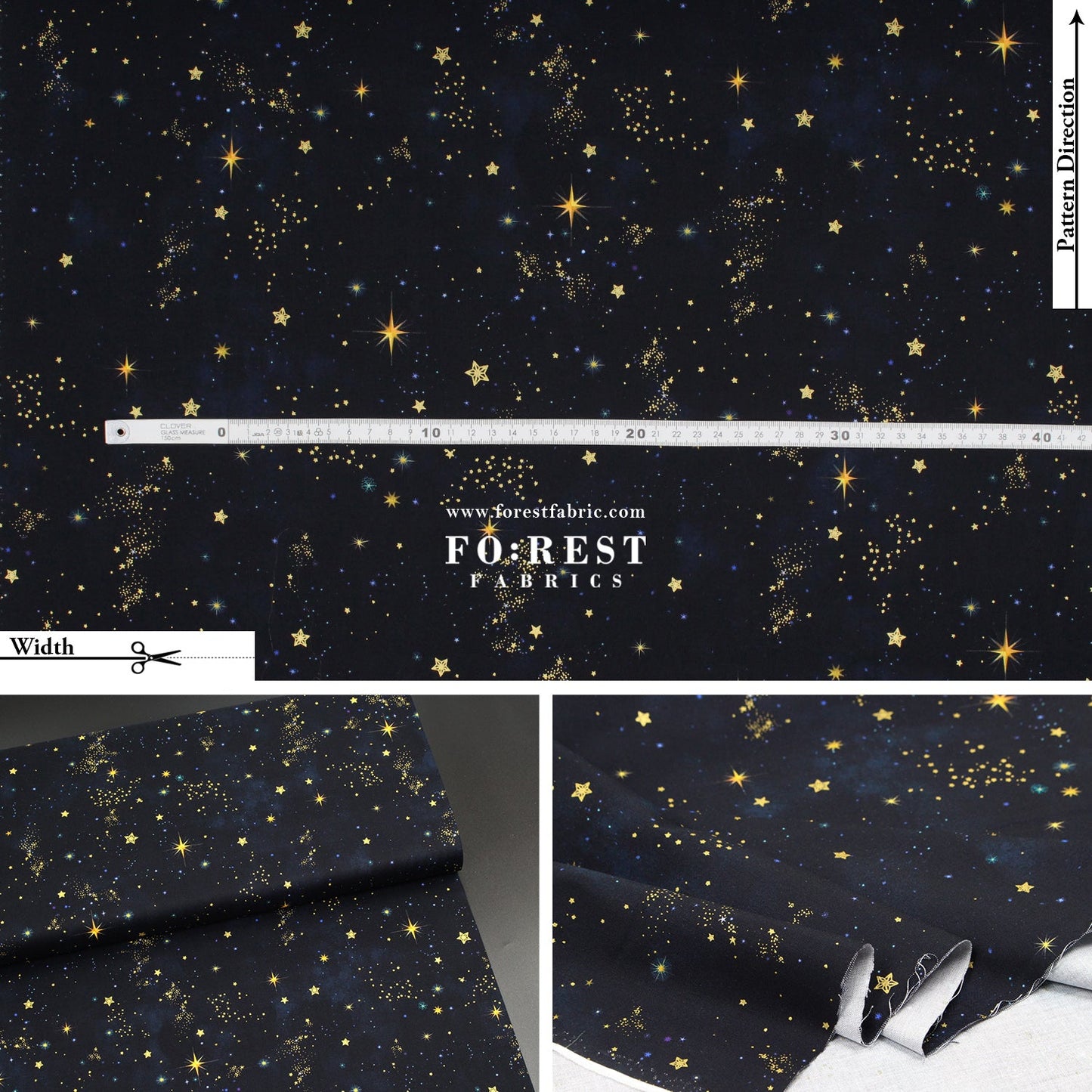 cotton - Christmas Star Metallic fabric Black - FO:REST Fabric 布恩堂Liberty fabrictana lawnjapanese fabricykk zipper