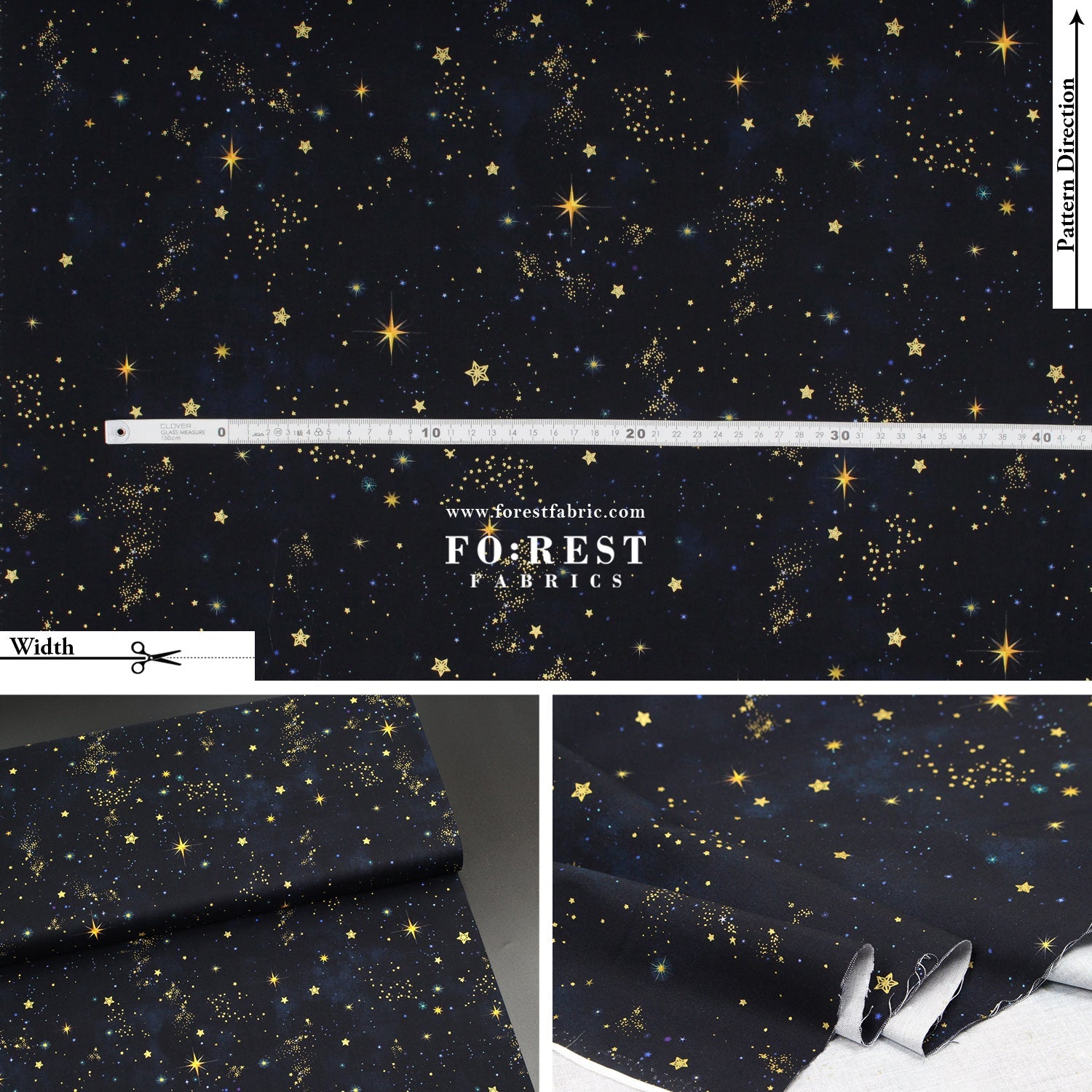 cotton - Christmas Star Metallic fabric Black - FO:REST Fabric 布恩堂Liberty fabrictana lawnjapanese fabricykk zipper