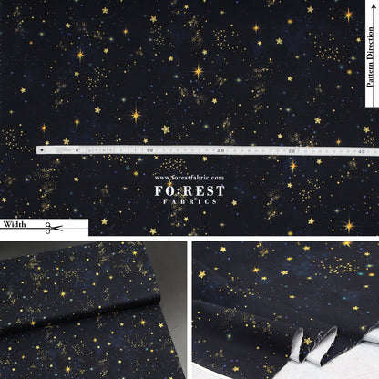 cotton - Christmas Star Metallic fabric Black - FO:REST Fabric 布恩堂Liberty fabrictana lawnjapanese fabricykk zipper