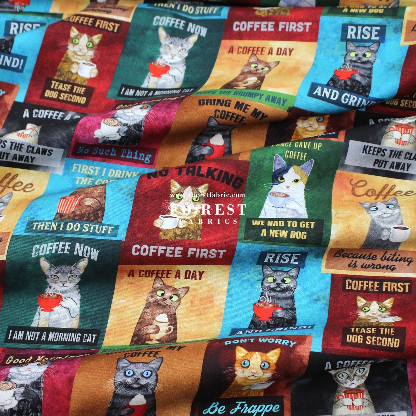 cotton - Coffee Cats fabric - FO:REST Fabric 布恩堂Liberty fabrictana lawnjapanese fabricykk zipper