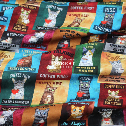 cotton - Coffee Cats fabric - FO:REST Fabric 布恩堂Liberty fabrictana lawnjapanese fabricykk zipper
