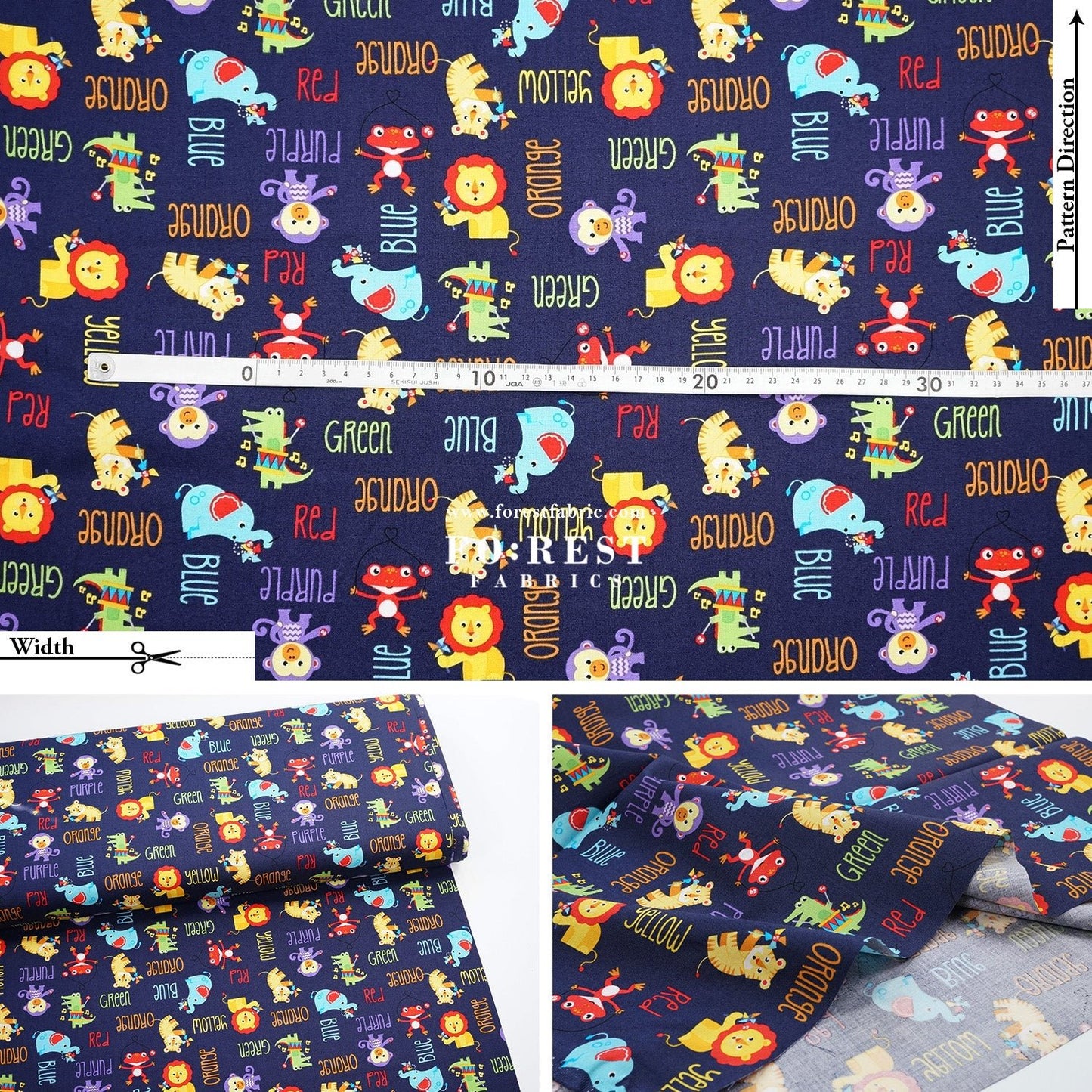 cotton - Colourful Animals fabric - FO:REST Fabric 布恩堂Liberty fabrictana lawnjapanese fabricykk zipper