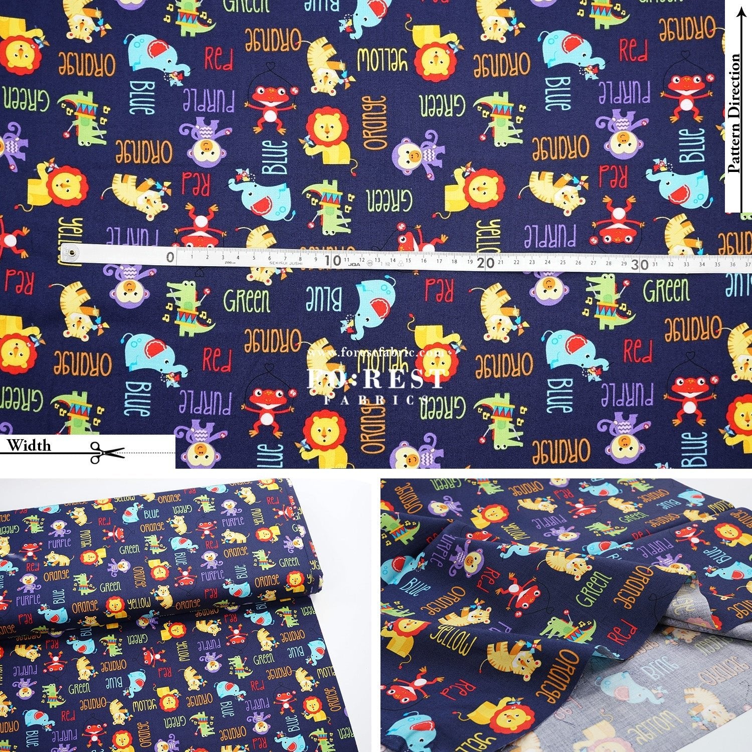 cotton - Colourful Animals fabric - FO:REST Fabric 布恩堂Liberty fabrictana lawnjapanese fabricykk zipper