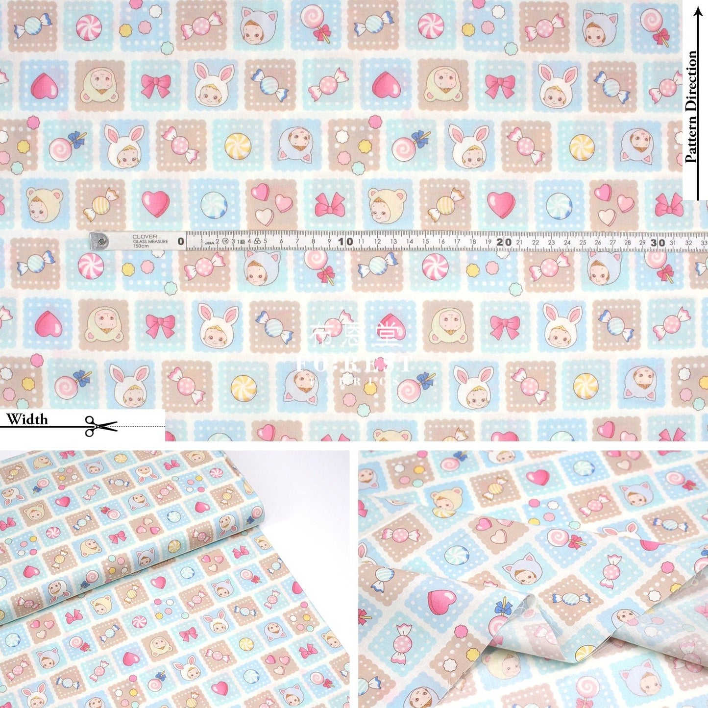 cotton - Cookie PuniCandy fabric Blue - FO:REST Fabric 布恩堂Liberty fabrictana lawnjapanese fabricykk zipper
